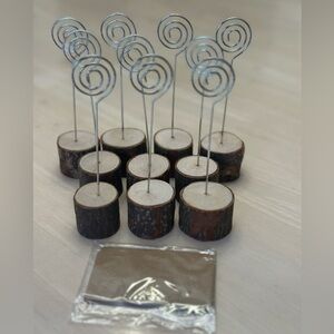 NEVER USED Set of 10 Wooden Tree Stump Place Card Holders